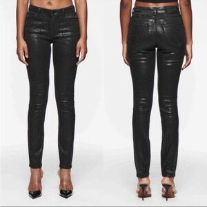 Rebecca Minkoff Faux Leather Sparkle Slim Fit Jeans